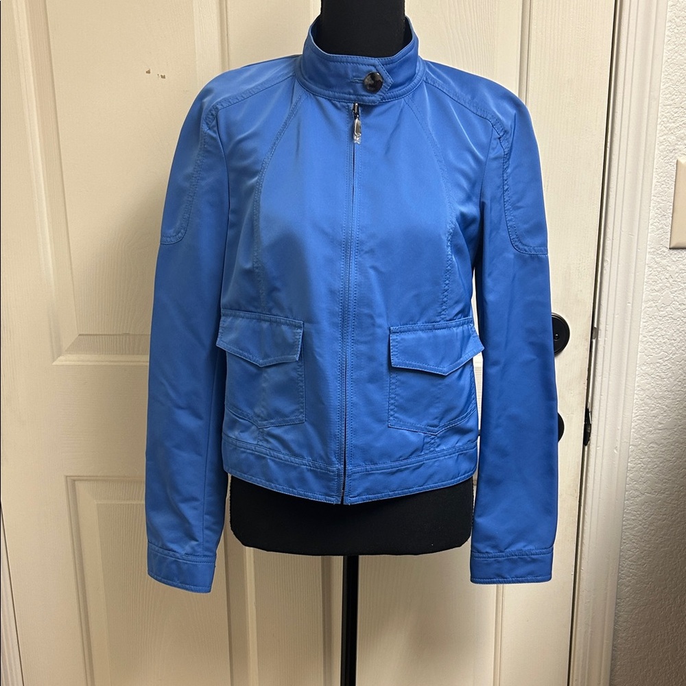 CARLISLE Blue Moto zippered jacket with pockets, Size 4, Excellent condition